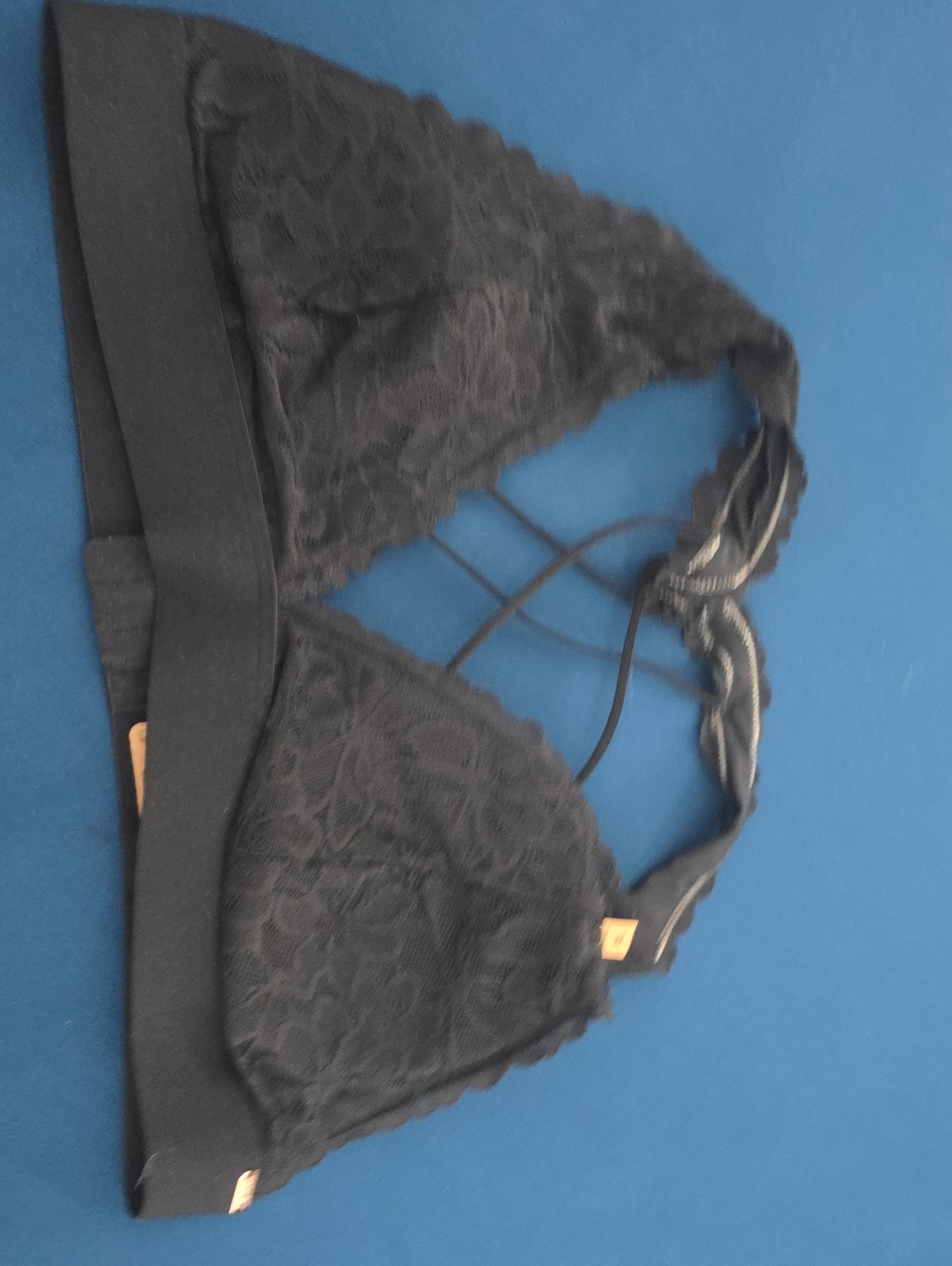 PINK Victoria's Secret Black Lace Bralette with Strappy Back